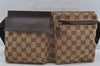 Authentic GUCCI Waist Body Bag Purse GG Canvas Leather 28566 Brown 4114J