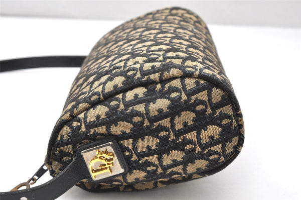 Authentic Christian Dior Trotter Shoulder Cross Bag Canvas Leather Navy 4114K