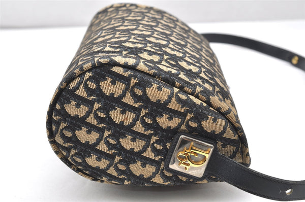 Authentic Christian Dior Trotter Shoulder Cross Bag Canvas Leather Navy 4114K