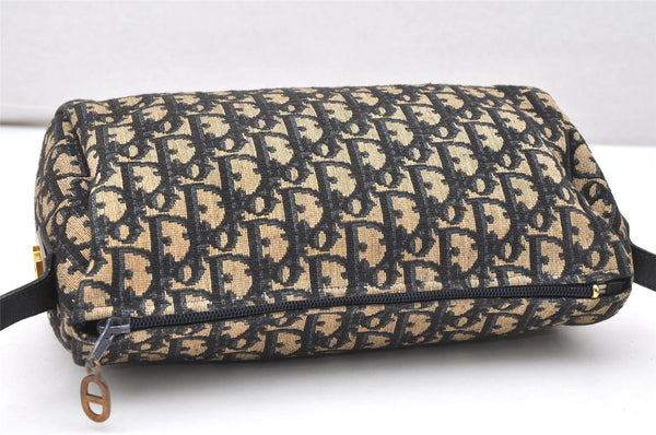 Authentic Christian Dior Trotter Shoulder Cross Bag Canvas Leather Navy 4114K