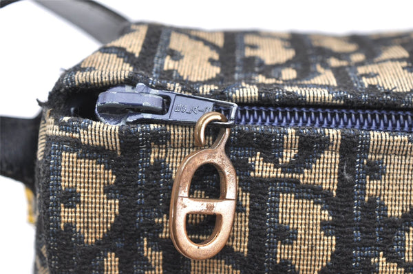 Authentic Christian Dior Trotter Shoulder Cross Bag Canvas Leather Navy 4114K
