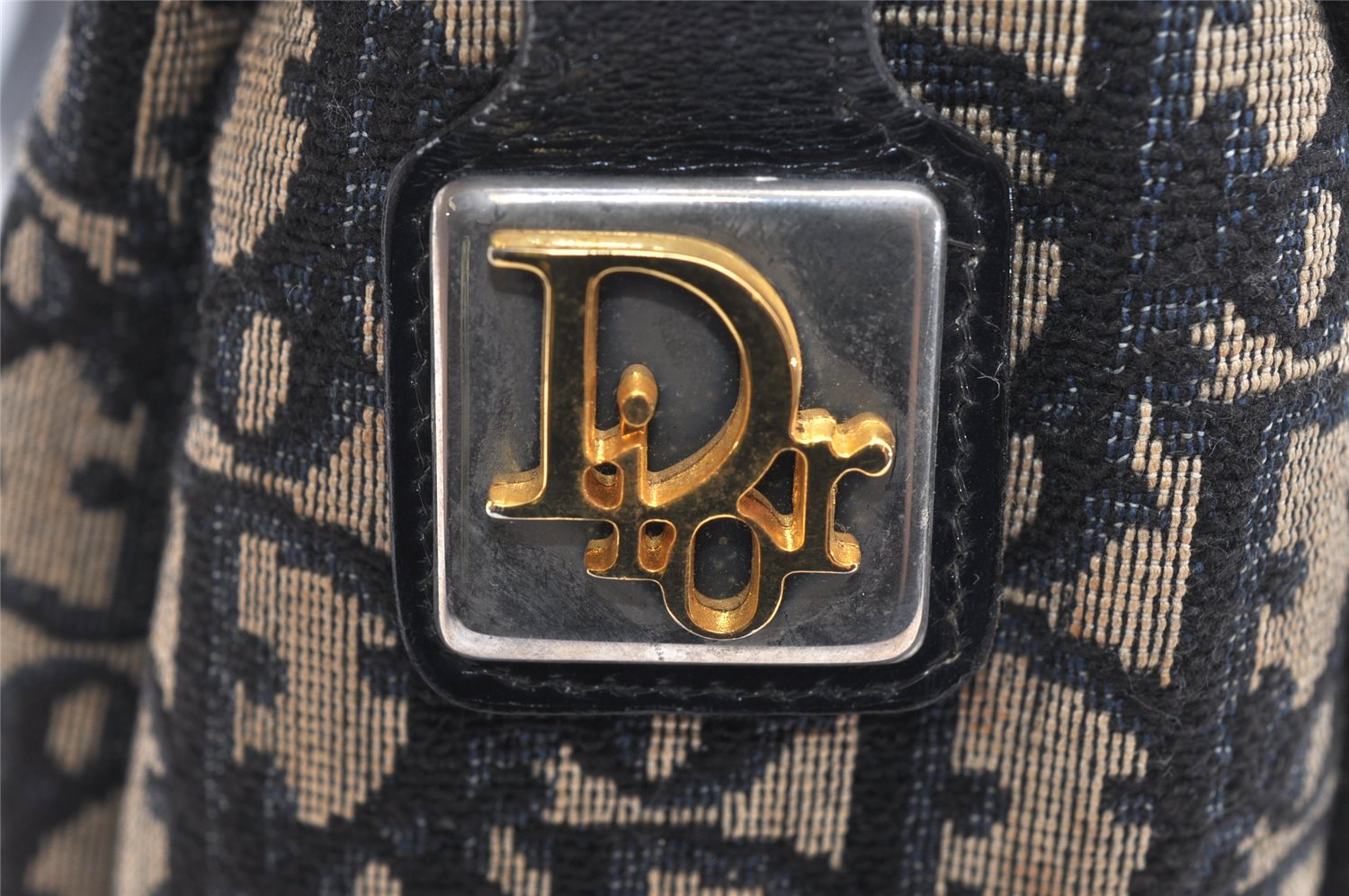 Authentic Christian Dior Trotter Shoulder Cross Bag Canvas Leather Navy 4114K