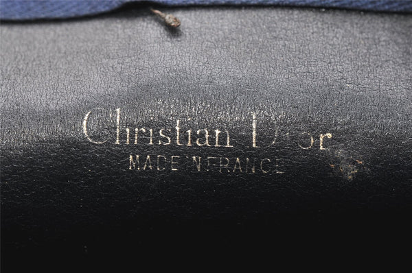 Authentic Christian Dior Trotter Shoulder Cross Bag Canvas Leather Navy 4114K