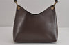 Authentic GUCCI Vintage Bamboo Shoulder Hand Bag Purse Leather Brown 4115J
