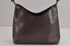 Authentic GUCCI Vintage Bamboo Shoulder Hand Bag Purse Leather Brown 4115J