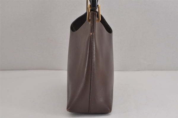 Authentic GUCCI Vintage Bamboo Shoulder Hand Bag Purse Leather Brown 4115J