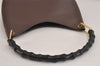 Authentic GUCCI Vintage Bamboo Shoulder Hand Bag Purse Leather Brown 4115J