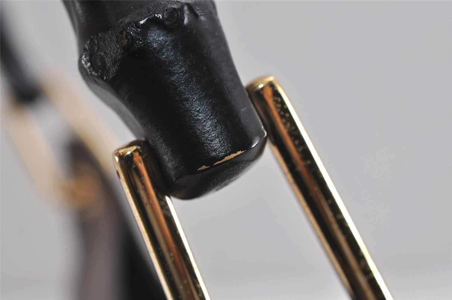 Authentic GUCCI Vintage Bamboo Shoulder Hand Bag Purse Leather Brown 4115J