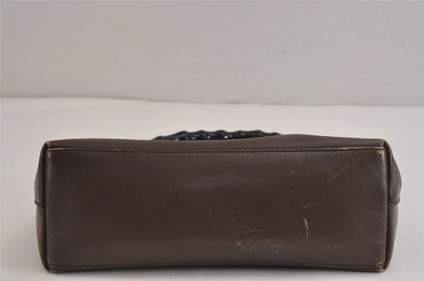 Authentic GUCCI Vintage Bamboo Shoulder Hand Bag Purse Leather Brown 4115J
