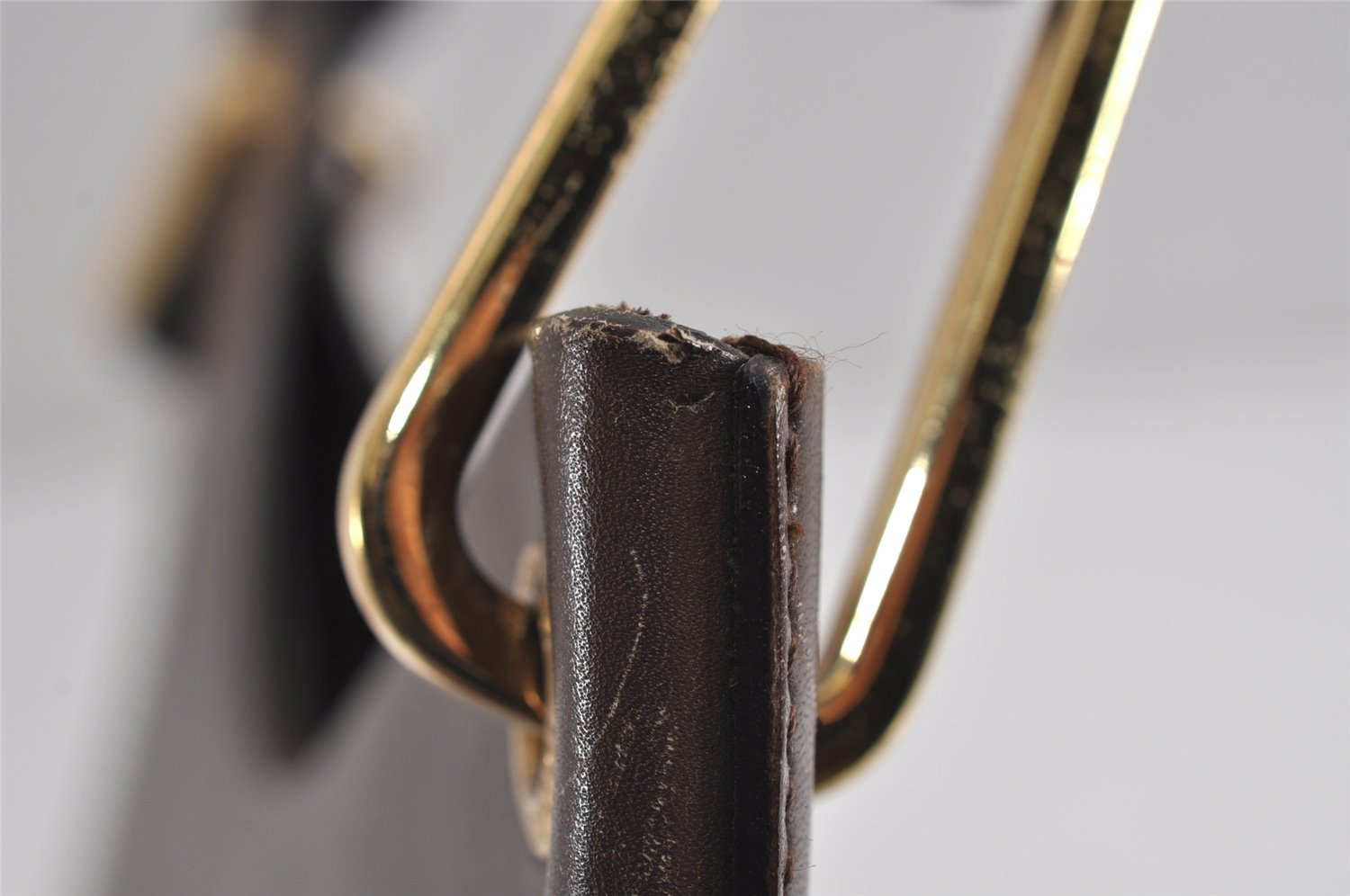 Authentic GUCCI Vintage Bamboo Shoulder Hand Bag Purse Leather Brown 4115J