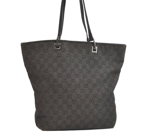Authentic GUCCI Vintage Shoulder Tote Bag GG Canvas Leather 31243 Black 4115K