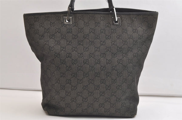 Authentic GUCCI Vintage Shoulder Tote Bag GG Canvas Leather 31243 Black 4115K