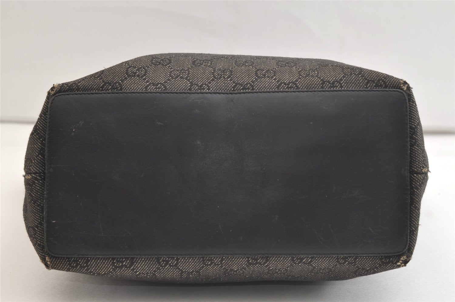 Authentic GUCCI Vintage Shoulder Tote Bag GG Canvas Leather 31243 Black 4115K