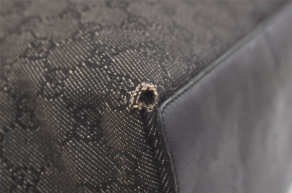 Authentic GUCCI Vintage Shoulder Tote Bag GG Canvas Leather 31243 Black 4115K