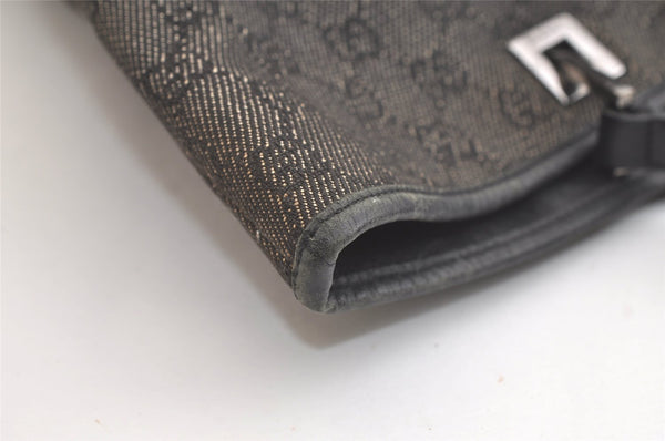 Authentic GUCCI Vintage Shoulder Tote Bag GG Canvas Leather 31243 Black 4115K