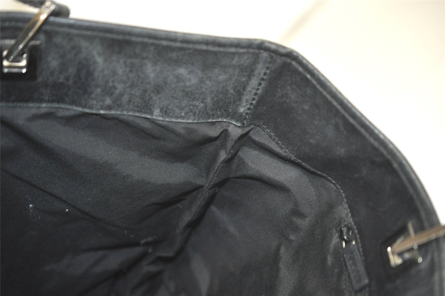 Authentic GUCCI Vintage Shoulder Tote Bag GG Canvas Leather 31243 Black 4115K
