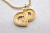 Authentic Christian Dior Gold Chain Rhinestone Pendant Necklace CD 4116I