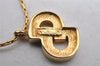 Authentic Christian Dior Gold Chain Rhinestone Pendant Necklace CD 4116I