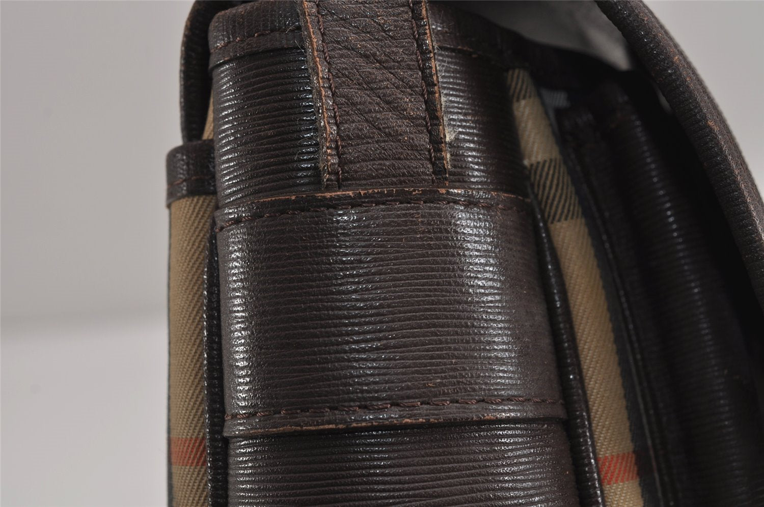 Authentic Burberrys Nova Check Shoulder Cross Bag Canvas Leather Beige 4116J