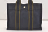 Authentic HERMES Vintage Fourre Tout PM Hand Tote Bag Canvas Navy 4117J