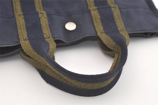 Authentic HERMES Vintage Fourre Tout PM Hand Tote Bag Canvas Navy 4117J