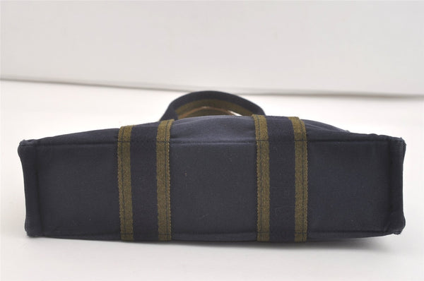 Authentic HERMES Vintage Fourre Tout PM Hand Tote Bag Canvas Navy 4117J