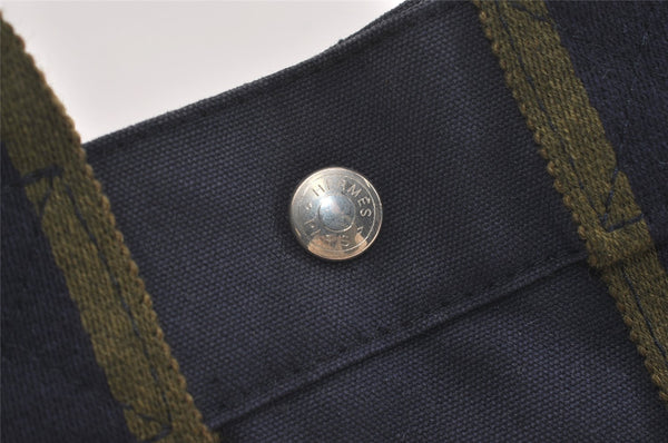 Authentic HERMES Vintage Fourre Tout PM Hand Tote Bag Canvas Navy 4117J