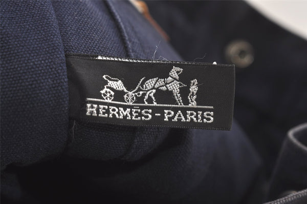 Authentic HERMES Vintage Fourre Tout PM Hand Tote Bag Canvas Navy 4117J