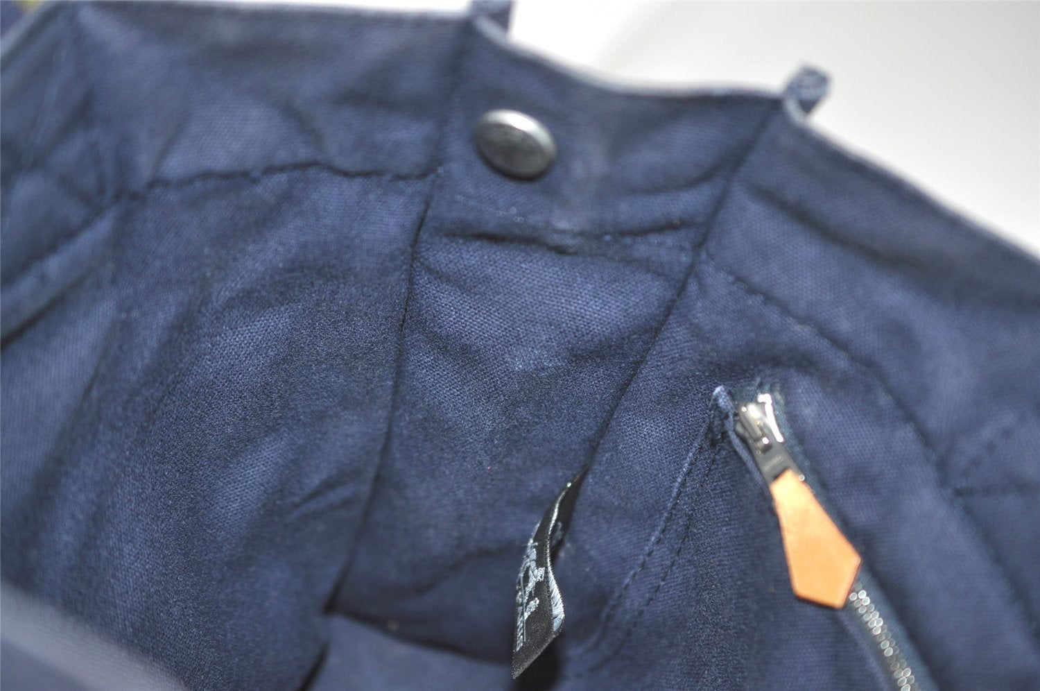 Authentic HERMES Vintage Fourre Tout PM Hand Tote Bag Canvas Navy 4117J