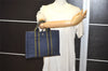 Authentic HERMES Vintage Fourre Tout PM Hand Tote Bag Canvas Navy 4117J