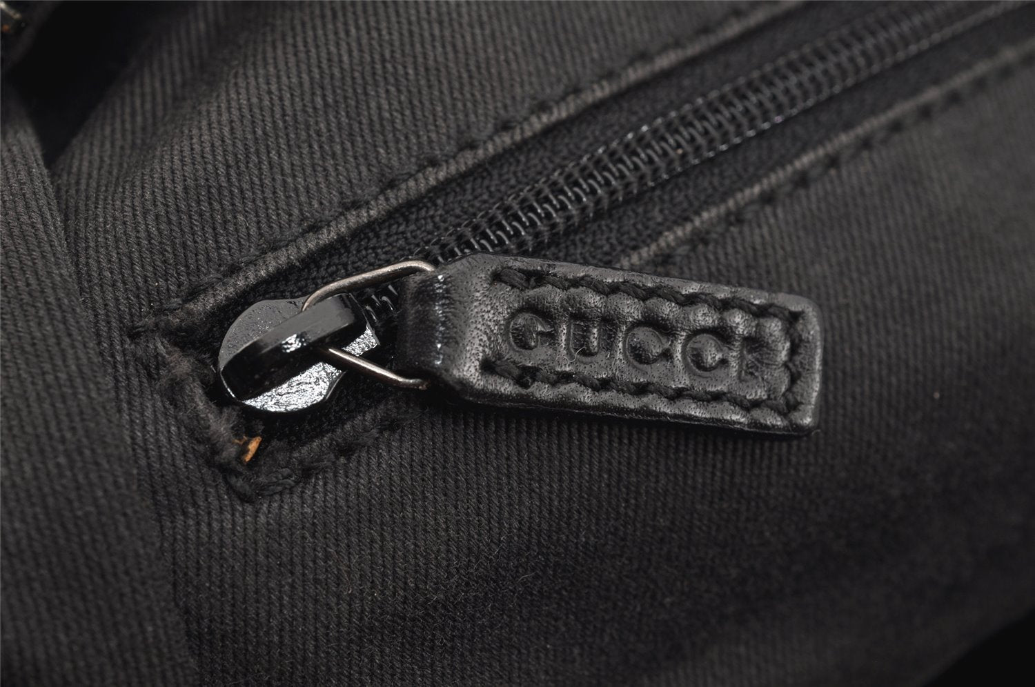 Authentic GUCCI Vintage Shoulder Tote Bag GG Canvas Leather 101292 Black 4118I