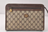 Authentic GUCCI Vintage Clutch Hand Bag Purse GG PVC Leather Brown Junk 4119K