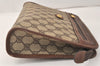 Authentic GUCCI Vintage Clutch Hand Bag Purse GG PVC Leather Brown Junk 4119K