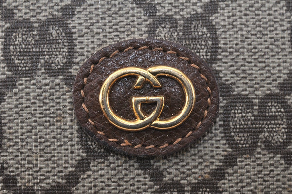 Authentic GUCCI Vintage Clutch Hand Bag Purse GG PVC Leather Brown Junk 4119K