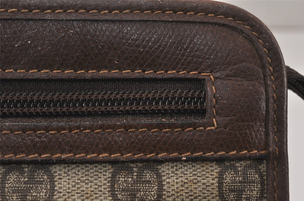 Authentic GUCCI Vintage Clutch Hand Bag Purse GG PVC Leather Brown Junk 4119K