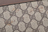 Authentic GUCCI Vintage Clutch Hand Bag Purse GG PVC Leather Brown Junk 4119K
