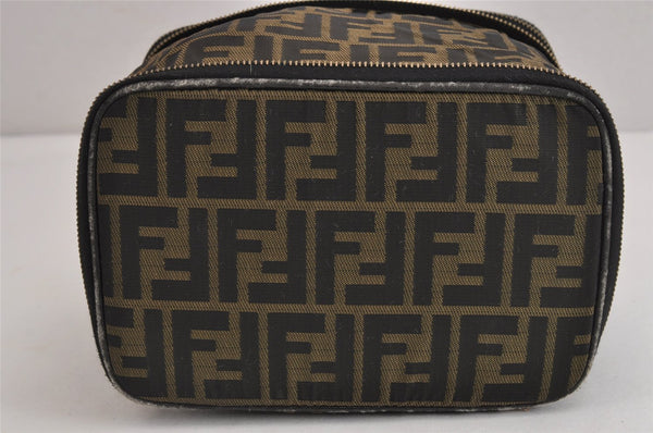 Authentic FENDI Zucca Folding Vanity Hand Bag Pouch Nylon Leather Brown 4120J