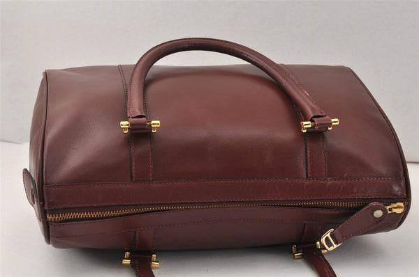 Authentic Cartier Must de Cartier Hand Boston Bag Leather Bordeaux Red 4120K