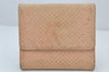 Auth CHANEL Calf Skin Micro Belted CoCo Mark Bifold Wallet Purse Beige 4122K