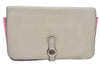 Authentic HERMES Dogon GM Leather Long Wallet Purse Gray Pink 4124K