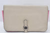 Authentic HERMES Dogon GM Leather Long Wallet Purse Gray Pink 4124K