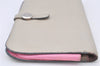 Authentic HERMES Dogon GM Leather Long Wallet Purse Gray Pink 4124K