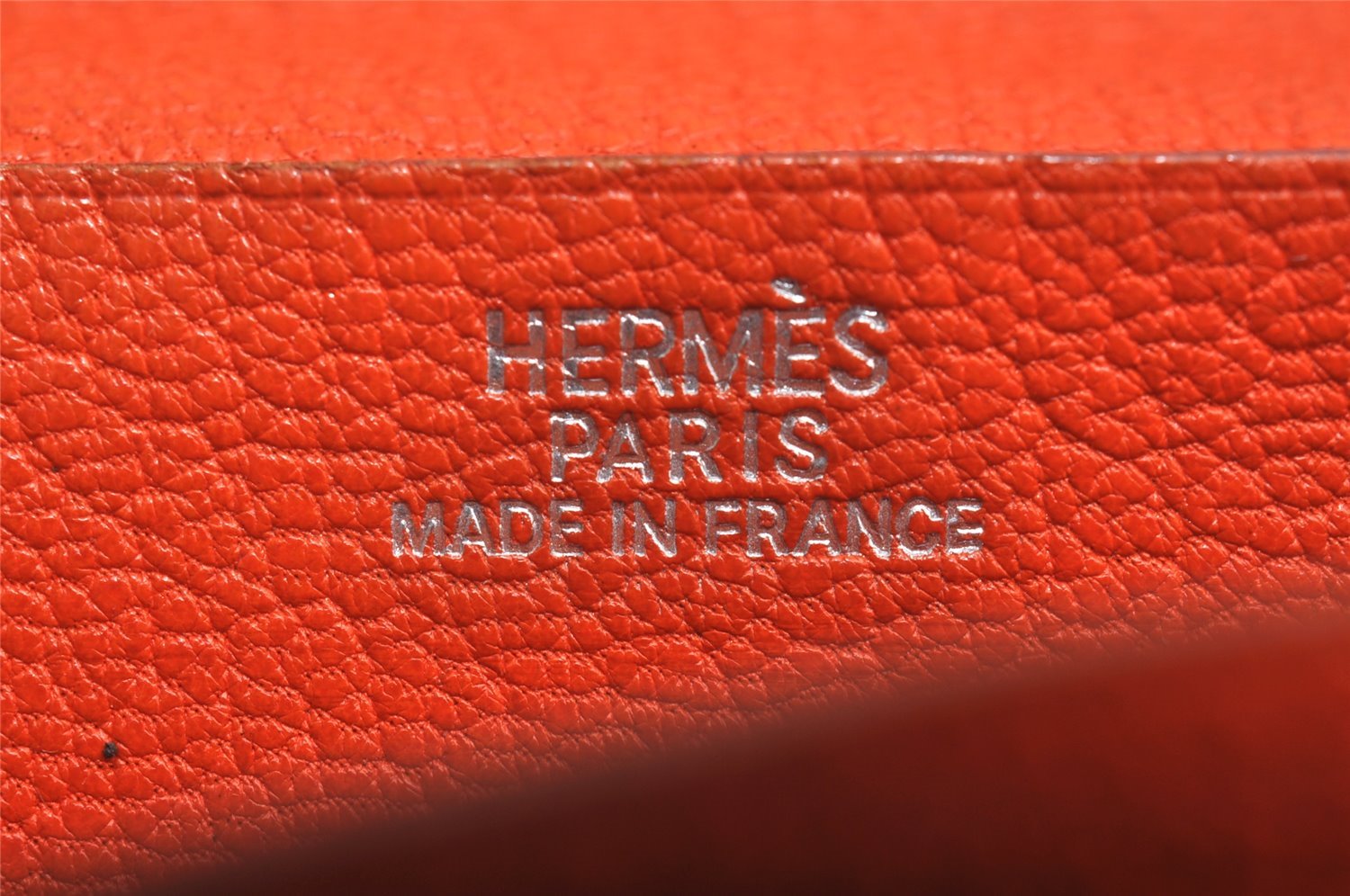 Authentic HERMES Bearn Classic Vintage Leather Long Wallet Purse Orange 4125J