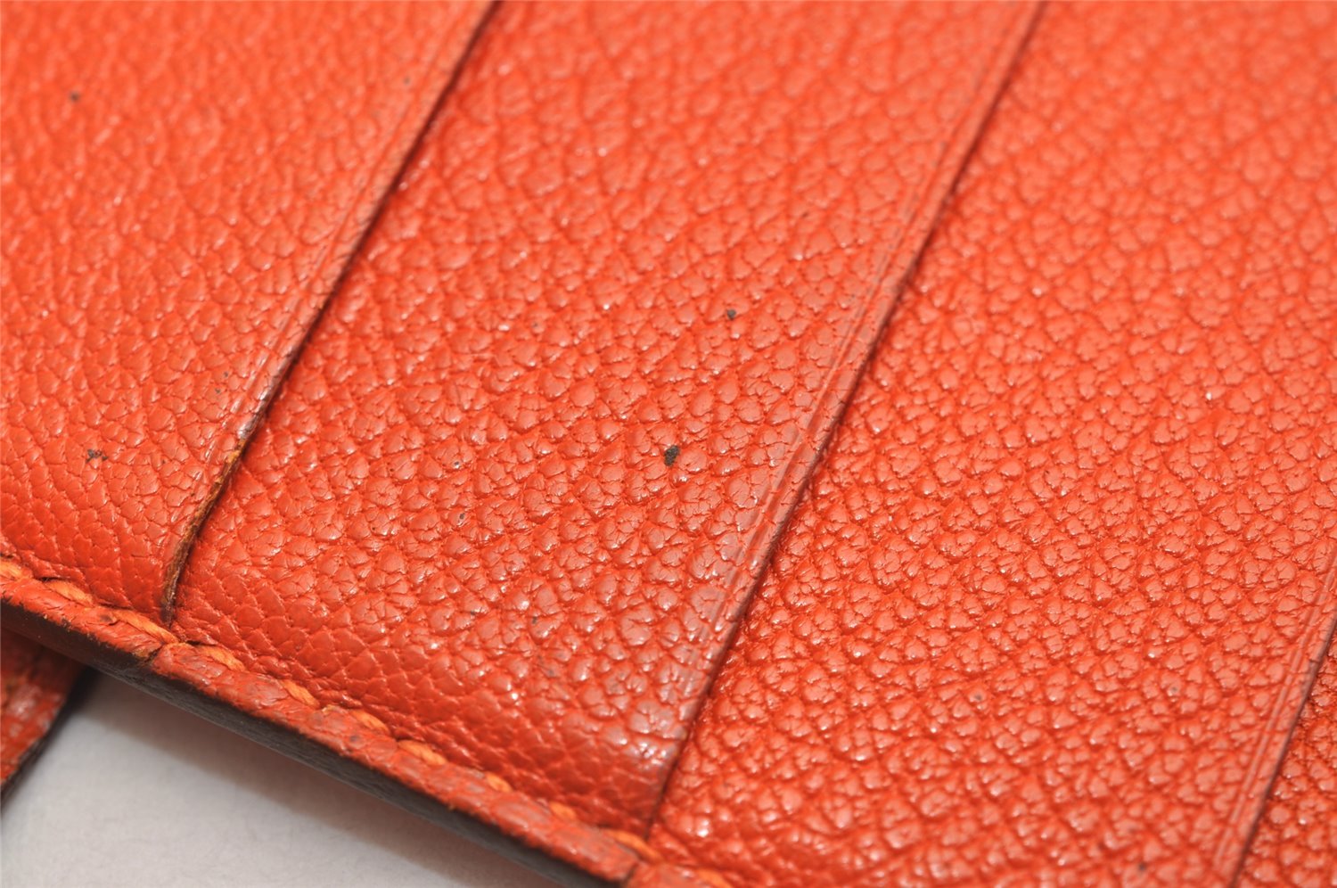 Authentic HERMES Bearn Classic Vintage Leather Long Wallet Purse Orange 4125J