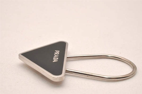 Authentic PRADA Vintage Logo Key Ring Charm M713 Silver Plating Box 4127J