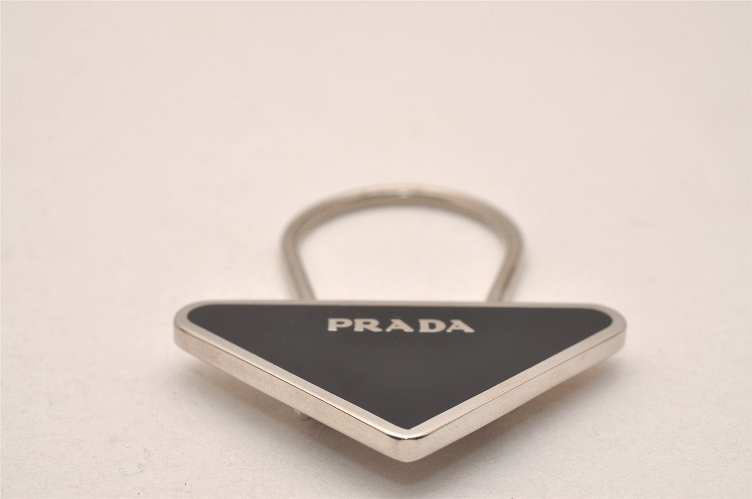 Authentic PRADA Vintage Logo Key Ring Charm M713 Silver Plating Box 4127J