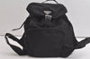 Authentic PRADA Vintage Nylon Tessuto Leather Drawstring Backpack Black 4128K