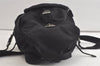 Authentic PRADA Vintage Nylon Tessuto Leather Drawstring Backpack Black 4128K