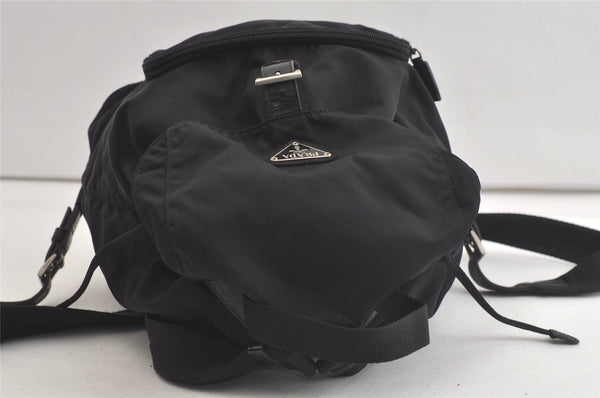 Authentic PRADA Vintage Nylon Tessuto Leather Drawstring Backpack Black 4128K