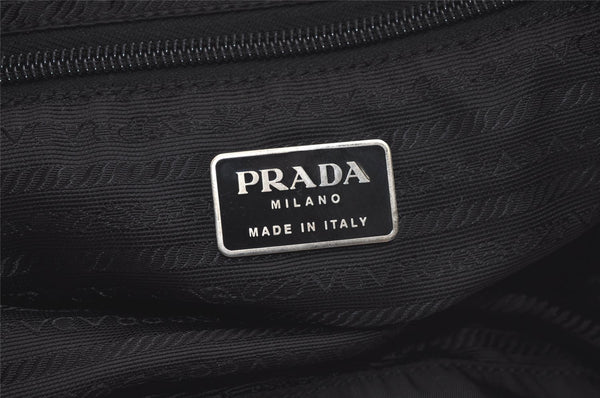 Authentic PRADA Vintage Nylon Tessuto Leather Drawstring Backpack Black 4128K